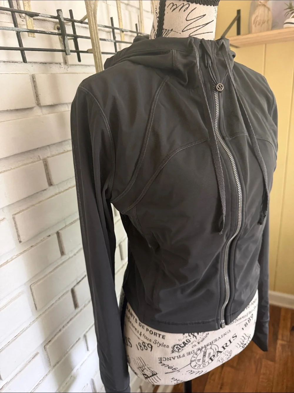 lululemon athletica Charcoal Hooded Zip Bomber Jacket